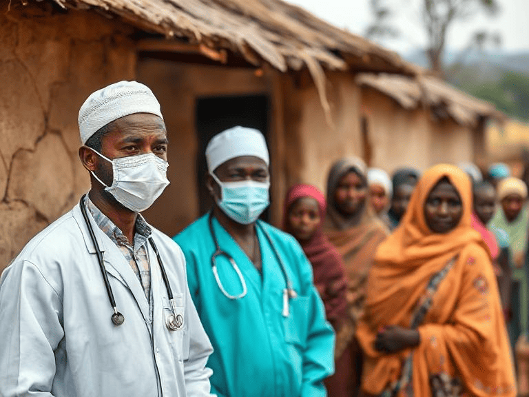 Medical volunteers providing healthcare